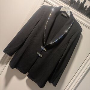 Vintage St. John Evening Black Blazer with Sparkling Trim – Size L (Approx.)